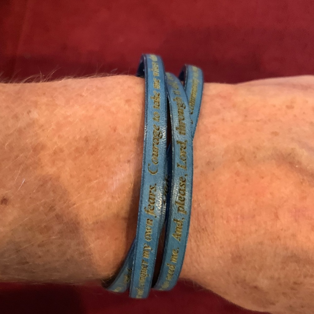 First Responder Police Firefighter Prayer Bracelet Blue Leather Wrap Bracelet